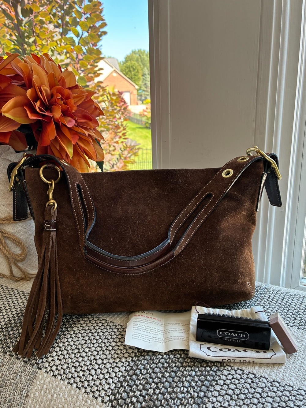 Coach Legacy East West Tassel Suede Leather Shoulder Bag 1421 Vintagr